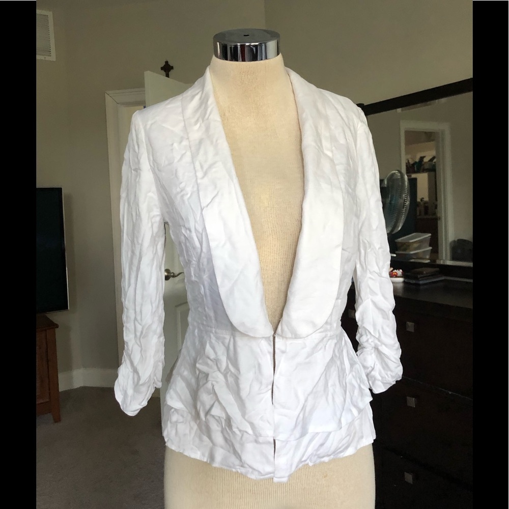 Beautiful Ruffle Tiered Bottom White Blazer